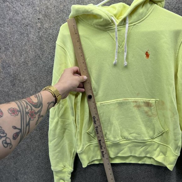 Polo Ralph Lauren Hoodie Womens Small Yellow Pullover Sweatshirt Pony Logo - Picture 6 of 11